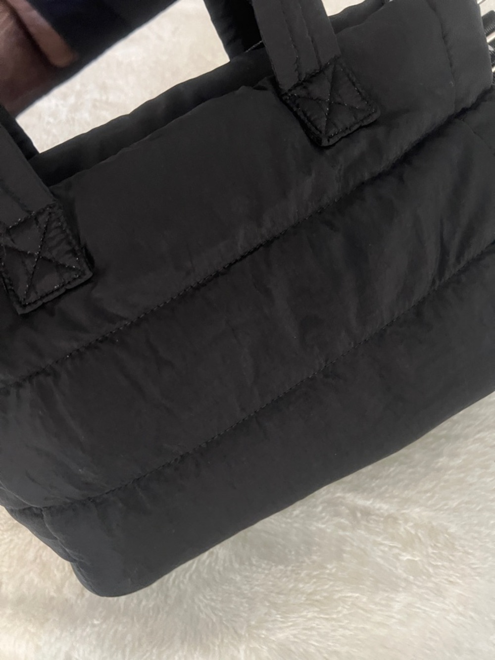 NWT BEARPAW Black Puffer Tote Silver Hardware, can use as crossbody, washable - Picture 13 of 16